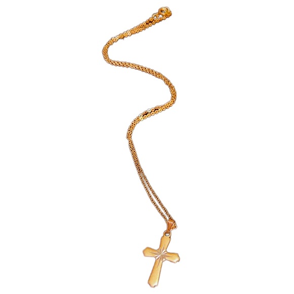 Vintage - Sarah Coventry Golden Cross & Silver North Star Necklace - Picture 5 of 7